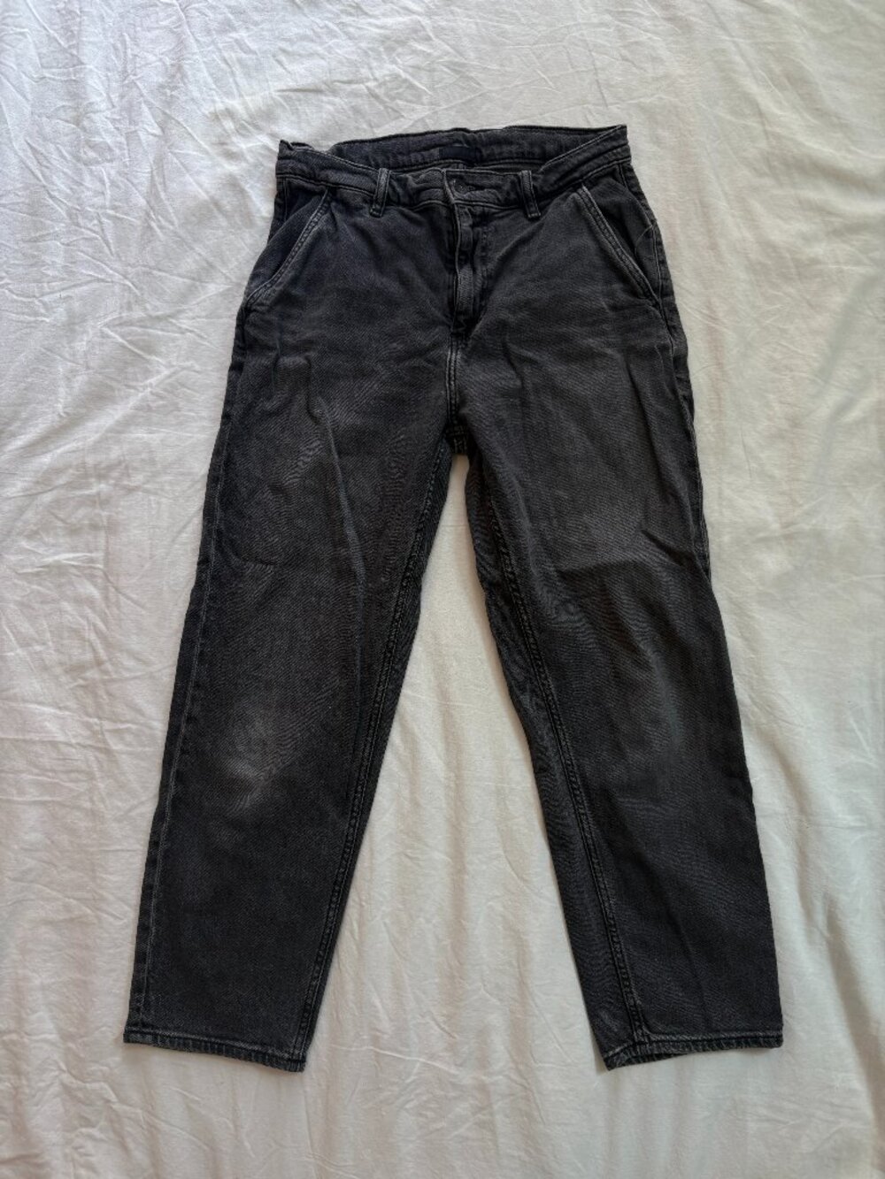 Uniqlo Drawstring Waist Jeans | Size S | Faded Black